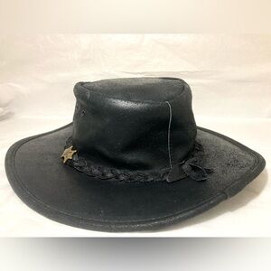 BC Hats Bac Pac Traveller Oily Australian Leather Hat Black Size Medium